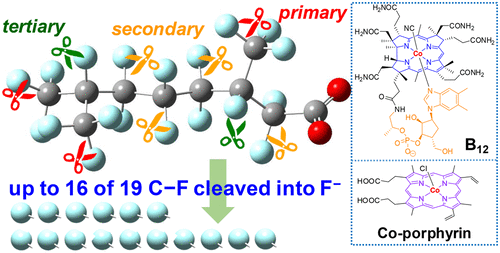 Co catalyzed defluorination